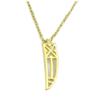 7bis [Q6161] - Collier artisanal 'Boho' dor&eacute; (dent) - 15x4 mm auksas