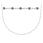 Les Tr&eacute;sors De Lily [R1092] - Collier Plaqu&eacute; Or 'Boho' bleu dor&eacute;  - 45 cm- 1 mm