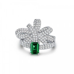 Gica Gema Didelės anglies deimantų žiedai 925 Sterling Sidabras 5*7mm Gėlė Žalias Brangakmenis Romanti&scaron;ki puikūs papuo&scaron;alai Vestuvių vakarėlio dovanos Nauja tendencija