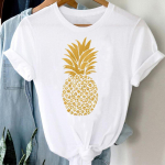 Akvarelė Pineapple Lovely Trend Mieli 90-ųjų moterų trumpomis rankovėmis vasariniai madingi mar&scaron;kinėliai Moteri&scaron;ki drabužiai Kasdieniai grafiniai mar&scaron;kinėliai M