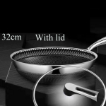 316 nerūdijančio plieno keptuvė 32&ndash;34 cm nepadengta be riebių dūmų, neprideganti blynų keptuvė Buitinė keptuvė 32 cm with lid