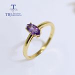 100% natūralus paprastas ametisto žiedas, mq us ring size 8# violetinė