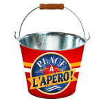 Les Tr&eacute;sors De Lily [A1546] - Seau &agrave; bouteilles 'Place de l'Ap&eacute;ro ! ' noir - 23x27 cm (6 bi&egrave;res / 2 bouteilles de vin)