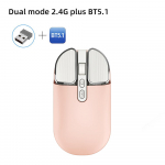 Dviejų režimų belaidė &bdquo;Bluetooth 5.1&ldquo; pelė 2,4 g įkraunamos tylios žaidimų pelės vienu paspaudimu darbalaukio USB optinė žaidimų pelė rožinė