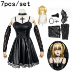 Death Note Cosplay kostiumas Misa Amane dirbtinė oda Seksuali suknelė + Kaklo papuo&scaron;alai + kojinės + karoliai Uniform apranga Helovino perukas XXL