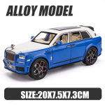 1/22 Scale Cullinan SUV Diecast Automobilio modelio žaislas, attraukiama žaislinė transporto priemonė su garsu ir &scaron;viesa vaikams Dovanų kolekcija vaikams, berniukams, mergaitėms 1/22-20x7.5x7.3cm mėlyna