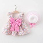 Vasaros nauja Princess Slip Dress Baby medvilninis sijonas lankelis vaikiski drabuziai mergaitem suknele su kepure 73cm