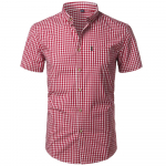 Vyri&scaron;ki maži languoti mar&scaron;kinėliai su sagutėmis Vasariniai nauji trumpomis rankovėmis Slim Fit Vyri&scaron;ki mar&scaron;kiniai Laisvalaikio langai Gingham Chemise Homme 2XL