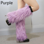 Moterų Lolita Rave Fluffies Dirbtinio kailio kojų &scaron;ildytuvai &Scaron;ildantys pėdų rankovių batų užvalkalai Žieminiai Harajuku 25cm violetinė