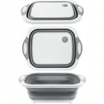 3 viename Sulankstoma pjaustymo lenta Sulankstoma pjaustymo lenta Stovyklavietės indai kriaukle Vietą taupanti virtuvės drenažo krep&scaron;elis JT120 &scaron;viesiai pilka spalva