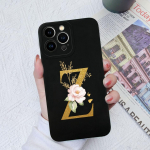 Apple iPhone 13 14 15 Pro Max X XS XR SE telefono dėklo dangtelis skystas mink&scaron;tas matinis silikonas, atsparus smūgiams, gėlių raidės iPhone korpuso buferiui iPhone SE