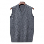 Vyri&scaron;ka megzta liemenė rudens žieminė V kaklo geometrinis rombas vientisos spalvos &scaron;ilta, atspari vėjui, mink&scaron;ta laisvalaikio vyri&scaron;ka liemenė be rankovių L &scaron;viesiai pilka spalva