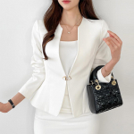 ZNAZEA moteri&scaron;kas apvaliu kaklu, ilgomis rankovėmis atviromis atvartais, juosmens, apvadu, vienspalvis kostiumas S juoda