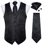 Klasikinis liemenių kaklarai&scaron;tis Paisley &scaron;ilko austa retro liemenė Bowtie Hanky ​​rankogalių sąsagų rinkinys XL