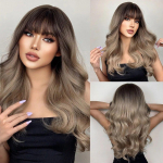 HAIRCUBE Ilgi banguoti perukai Mink&scaron;tas baltas Omber Highlight sintetiniai perukai moterims Kalėdų vakarėliui Vidurinės dalies kar&scaron;čiui atsparūs perukai