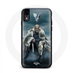 Coque pour Iphone XS Vikings S&eacute;rie Saison 6 Ragnar Lothbrok logo V Ep&eacute;e Gris Fond Brouillard