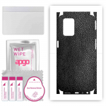 apgo Protective Skin Sticker for the back+sides compatible with Realme Narzo 30 5G, Full Wrap Film, Foil, Vinyl - Pattern Black Leather