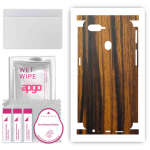 apgo apsauginis odos lipdukas nugarai ir &scaron;onams, suderinamas su Oppo F9 (F9 Pro), Visi&scaron;kai apvyniojama plėvelė, folija, vinilas &ndash; &bdquo;Tigerwood&ldquo; ra&scaron;tas