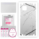 apgo Protective Skin Sticker for the back+sides compatible with Realme C11, Full Wrap Film, Foil, Vinyl - Pattern White Marble