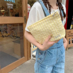 &bdquo;Clutch&ldquo; makiažo mai&scaron;elis Ne&scaron;iojami tualeto reikmenys Organizatorius Kanceliarinių prekių krep&scaron;ys Naujas &scaron;viežias saldus languotas drobinis kosmetikos laikymo krep&scaron;io dėklas juoda