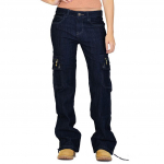Moteri&scaron;ki Destoryed Flare Jeans Button Plačias kojas Denim Cargo Pants Džinsai