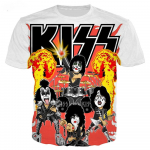 Vasariniai nauji-Rock Kiss grupės mar&scaron;kinėliai vyrams 3D spaudas klasikiniai trumpomis rankovėmis gatvės porų vir&scaron;us didelio dydžio laisvalaikio patogūs mar&scaron;kinėliai 3XL