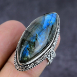 Labradorite Gemstone Handmade 925 Sterling Silver Jewelry Ring Size 6 b5k89