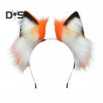 Dirbtinių gyvūnų ausų pliu&scaron;inis galvos apdangalas Cosplay Party Halloween rankų darbo pliu&scaron;inis audinys plaukų lankelis elastingas rėmelis Faux Fox ausų galvos juostelė oranžinė