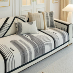 &Scaron;enilo geometrijos sofos užvalkalas Dryžuotas sofos kilimėlis sustorėjęs sofos užvalkalas svetainei Universalus sezonams prancūzi&scaron;kas sofos pagalvėlė 90x210cm 1pcs