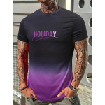 Raidės Vyri&scaron;ki mar&scaron;kinėliai 3D marginti mar&scaron;kinėliai Vyri&scaron;ki paprasti gradientai Mados tendencijos trumpomis rankovėmis mar&scaron;kinėliai Kasdieniai vasaros drabužiai S