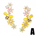 Flola emaliuoti auskarai Little Bee Clip Auskarai Moterims Vario Cz Crystal Pin Auskarai Perliniai Auskarai Paauksuoti Papuo&scaron;alai Ersa083