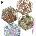 4 vnt. &bdquo;pasidaryk pats&ldquo; miniatiūrinės scenos 3D lipdukas, mielas animacinis scenos stereoskopinis korėjieti&scaron;ko stiliaus lipdukas X9G5 F-4PCS