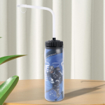 Sports Water Bottle Fitness 650 ml Lightweight for Women Men Squeeze Cup Black Long Nozzle