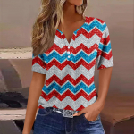 Moteri&scaron;ki mar&scaron;kinėliai Mar&scaron;kinėliai Nepriklausomybės dienos spauda Sagos Trumpos rankovės Kasdienis Savaitgalio mada Pagrindinis V formos i&scaron;kirptė Įprastas vir&scaron;us L vynas