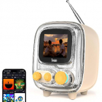 Ne&scaron;iojamas Bluetooth garsiakalbis su FM radiju, pixel art retro Mini mažas mielas belaidis garsiakalbis, senovinis dekoras, tinkantis vakarėliui biuro stalui namų miegamajame