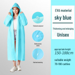 Suaugusiesiems skirtas pastorintas ir pailgintas vienkartinis lietpaltis su viso kūno apsauga, vaiki&scaron;kas skaidrus EVA lietpaltis. Morandi sky blue. Flat mouth 100g
