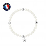 Bracelet - PERLINEA - My Star - Perles de Culture d'Eau Douce 5-6 mm - Argent 925 - &Eacute;lastiqu&eacute;