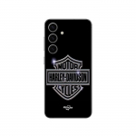 Coque Samsung Galaxy S24 Plus Harley Davidson logo motor sycles gris front noir Maniacase