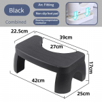 1 vnt. sulankstomas tualetinis pritūpęs taburetė, neslystanti pėdų kėdutė, apsauganti nuo ne&scaron;iojamojo laiptelio vonios kambario įrankių reikmenims juoda