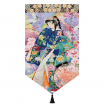 Japoni&scaron;ko stiliaus Noren restorano durų sijos trikampis Dekoratyvinis &scaron;iltas Valance Ukiyo Ladies Print Audinys Trumpos durų užuolaidos 25x40cm