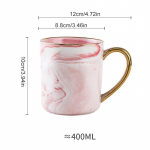 400ml Marmurinis puodelis su auksiniu kra&scaron;teliu, keraminis, skandinavi&scaron;ko stiliaus, kavos puodelis, dovana porai jubiliejui, pusryčių, avižinių dribsnių, pieno puodelis, Valentino dienos dovana 400ml
