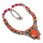 Natural Red Coral Gemstone Handmade Jewelry Necklace 18 r0j98