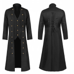 Viduramžių steampunk retro gotikos paltas, vėjo striukė Viktorijos laikų uniforma, ilgos dalies vyri&scaron;ki paltai Cosplay kostiumai XXXXXL juoda