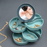 1 vnt. Mėlynas/Rožinis Papuo&scaron;alų Stovas Laikiklis Ekspozicinis Padėklas Papuo&scaron;alų Laikymo Dėžutė Daugiasluoksnis Besisukantis Plastikinis Stovas Auskarų Žiedų Dėžutė Kosmetika