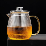 480/650 ml dryžuotas skaidraus stiklo arbatinukas su arbatos sieteliu-infuzoriumi, kar&scaron;čiui atsparus virdulys, Kung Fu gėlių Puer Oolong puodas, arbatos reikmenys