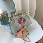 Madinga &scaron;ilkinė rankinė-tote, peties, crossbody grandinėlė, moteri&scaron;ka rankinė, siuvinėjimas, kinų čiongsamas, moteri&scaron;ki krep&scaron;iai, delninukė
