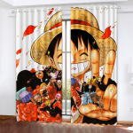 Monkey D Luffy Tamsinanti užuolaida, One Piece, Poliesteris, Animacinis, Tinka miegamajam, Vaikams, Suaugusiems, Kambario dekoravimui, Dovanoms 183x160cm&Grommet Top