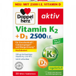 Doppelherz Vitaminas K2 + D3 2500 TV. 30 tablečių 13,1 g