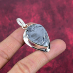 &Scaron;iurk&scaron;tus &scaron;ungito pakabukas, 925 prabos sidabro pakabukas, brangakmenių papuo&scaron;alai, rankų darbo, nuostabus papuo&scaron;alas pakabukas, dovana jai 2.12 Inches pilka