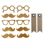 10 Stickers en li&egrave;ge moustache + 20 &eacute;tiquettes kraft Fanion
